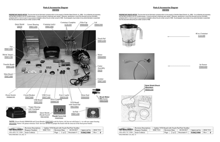 Diagram Diagram and Parts List for HBH850  Hamilton Beach Blender